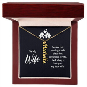 You Are the Missing Puzzle Personalized Gold Tone Vertical Name Necklace Cu